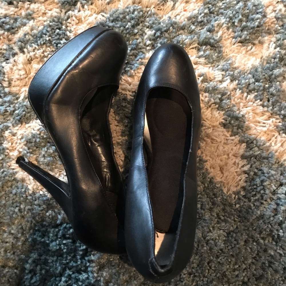 G by Guess Black Leather Platform Stilettos